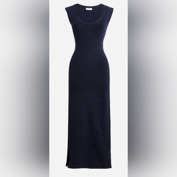 NWT Women's J Crew Sleeveless Ribbed Sweater Dress Navy Blue Size Large - Picture 1 of 6